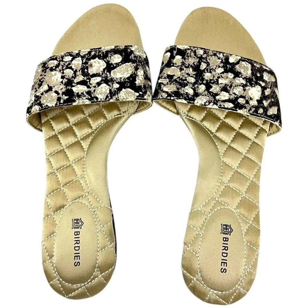 Birdies Women Slide Sandals The Sparrow Size US 6.5 Champagne Gold Silver Shadow - Picture 3 of 7